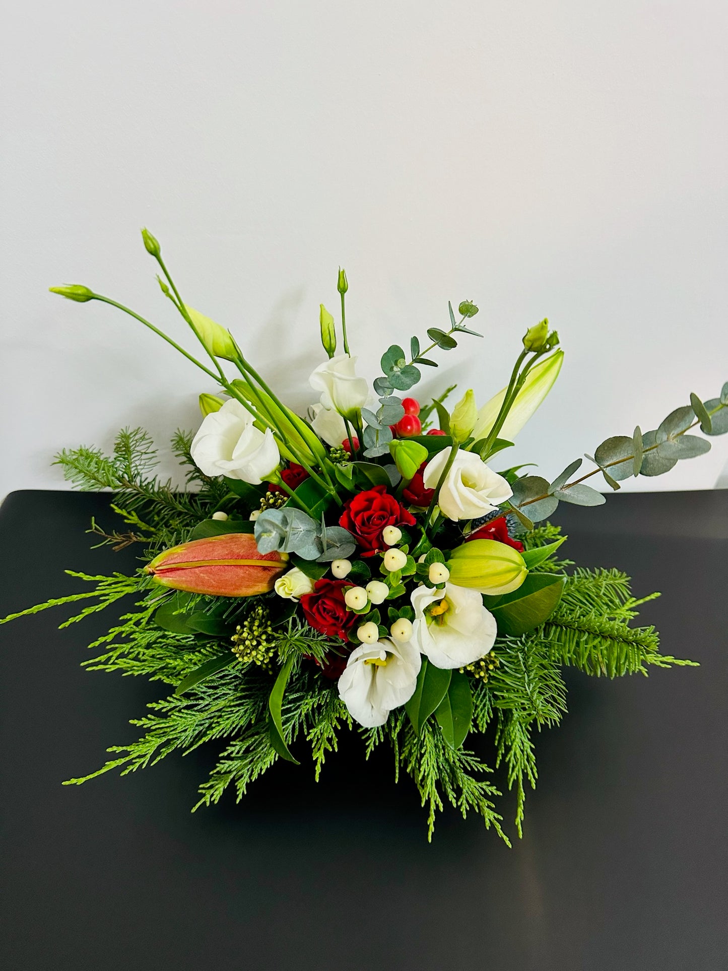 White and Red Grave Posy