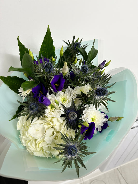 Purple Thistle and White Bouquet